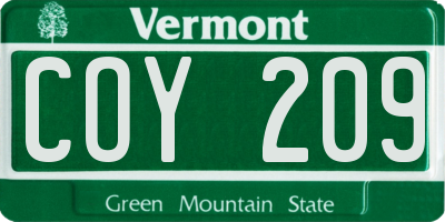 VT license plate COY209