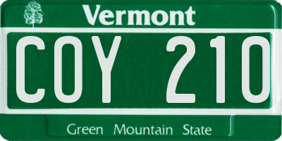 VT license plate COY210