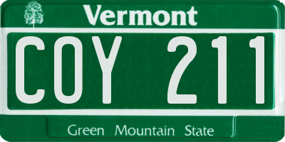 VT license plate COY211