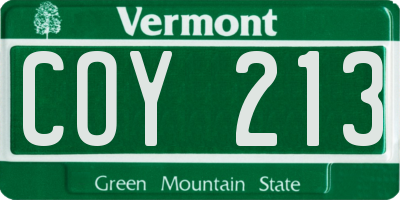VT license plate COY213