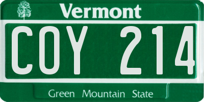 VT license plate COY214