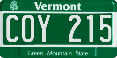 VT license plate COY215