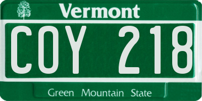 VT license plate COY218