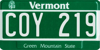 VT license plate COY219