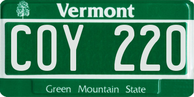 VT license plate COY220
