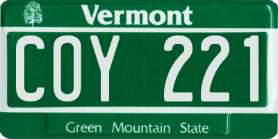 VT license plate COY221
