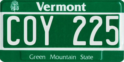 VT license plate COY225
