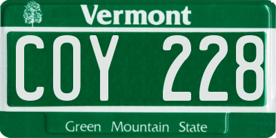 VT license plate COY228