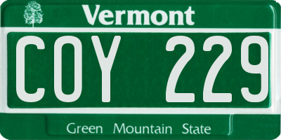 VT license plate COY229