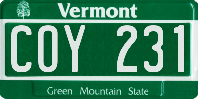 VT license plate COY231