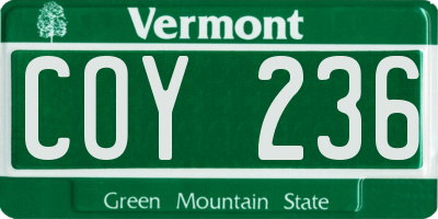 VT license plate COY236
