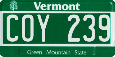 VT license plate COY239