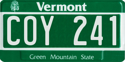 VT license plate COY241