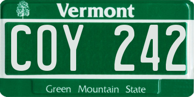 VT license plate COY242