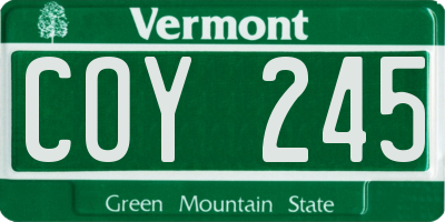VT license plate COY245