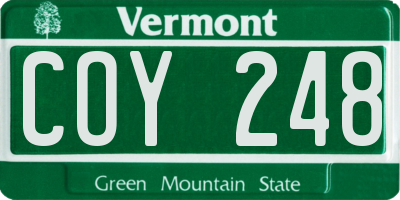 VT license plate COY248