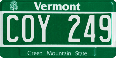 VT license plate COY249