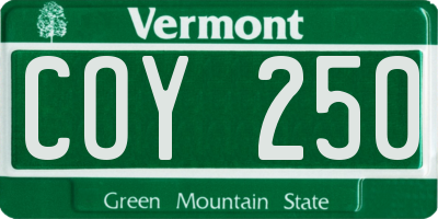 VT license plate COY250