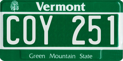 VT license plate COY251