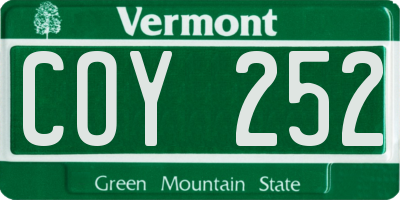 VT license plate COY252