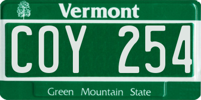 VT license plate COY254