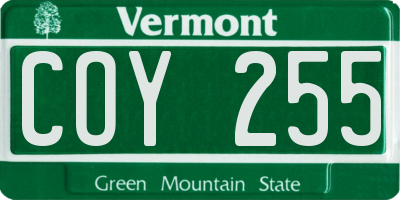 VT license plate COY255