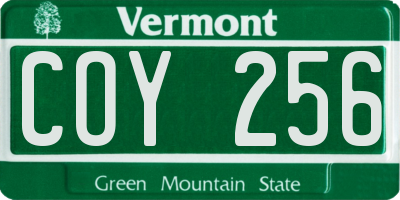 VT license plate COY256