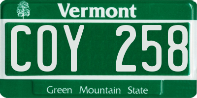 VT license plate COY258