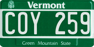 VT license plate COY259