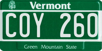 VT license plate COY260