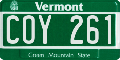 VT license plate COY261