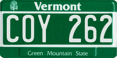 VT license plate COY262