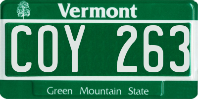 VT license plate COY263