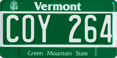 VT license plate COY264