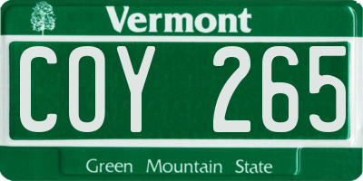 VT license plate COY265