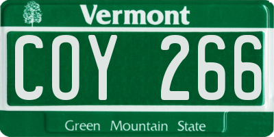 VT license plate COY266