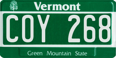 VT license plate COY268