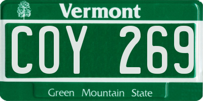 VT license plate COY269