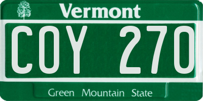 VT license plate COY270