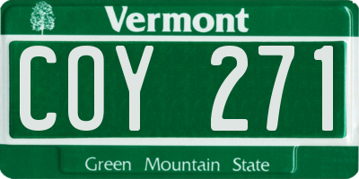 VT license plate COY271