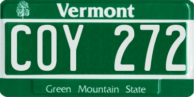 VT license plate COY272
