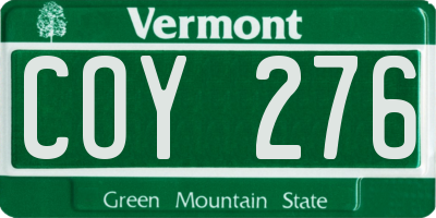VT license plate COY276