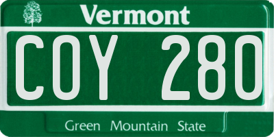 VT license plate COY280