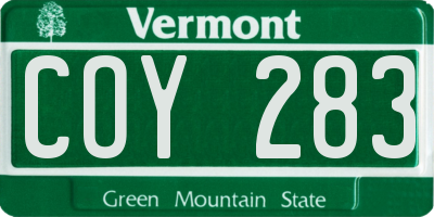 VT license plate COY283