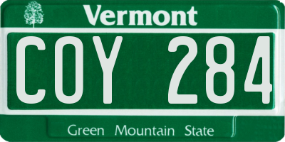 VT license plate COY284