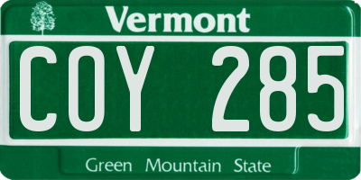 VT license plate COY285
