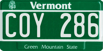 VT license plate COY286
