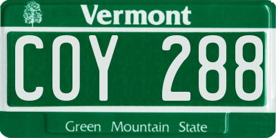 VT license plate COY288