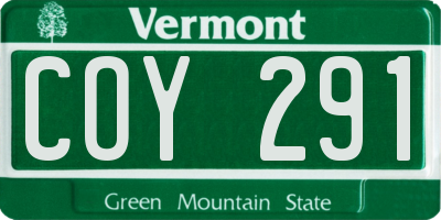 VT license plate COY291