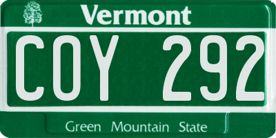 VT license plate COY292